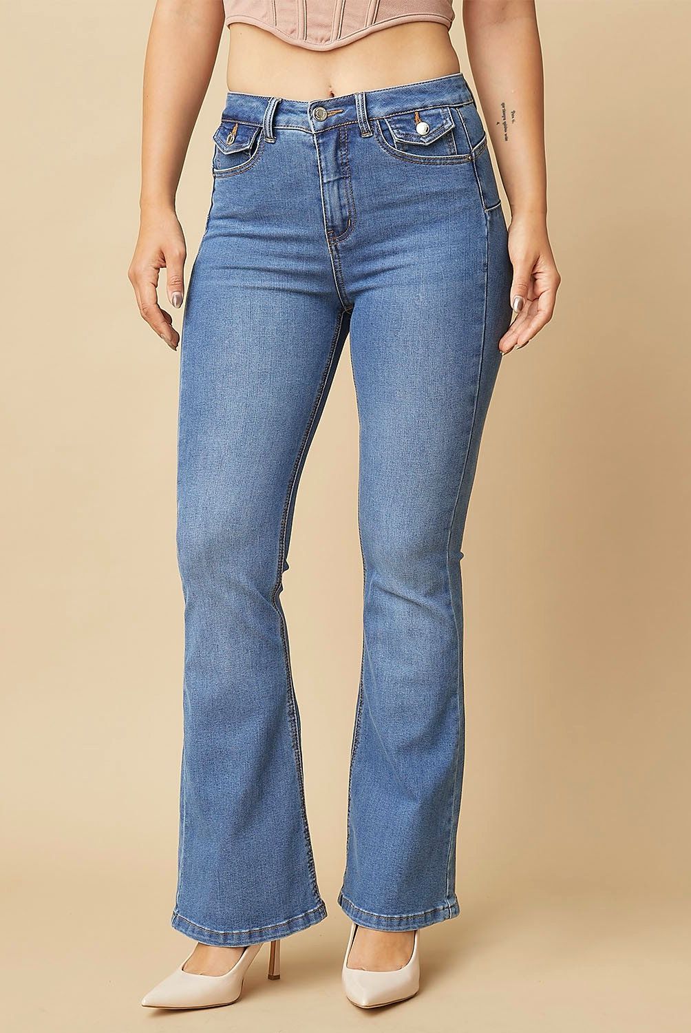 MOSSIMO - Jeans Flare Tiro Medio Mujer Mossimo