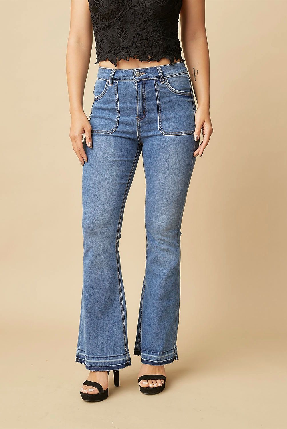 MOSSIMO - Jeans Flare Tiro Medio Mujer Mossimo