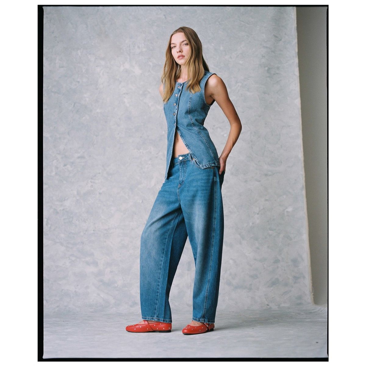 SYBILLA - Jeans Sybilla Wide Leg Tiro Medio Mujer Algodón