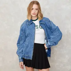 SYBILLA - Chaqueta Jeans Algodón Manga Larga Mujer Azul