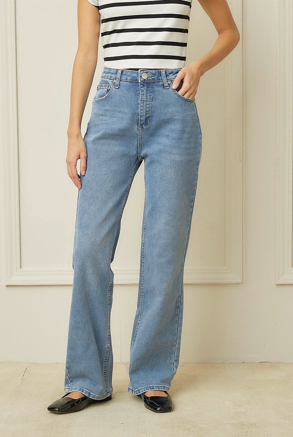BASEMENT - Jeans Straight Mujer Basement Diseño Animal Print Algodón