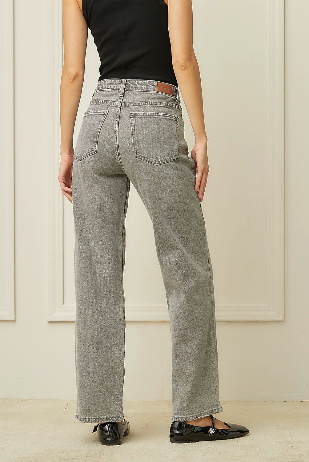 BASEMENT - Jeans Straight Mujer Basement Diseño Animal Print Algodón