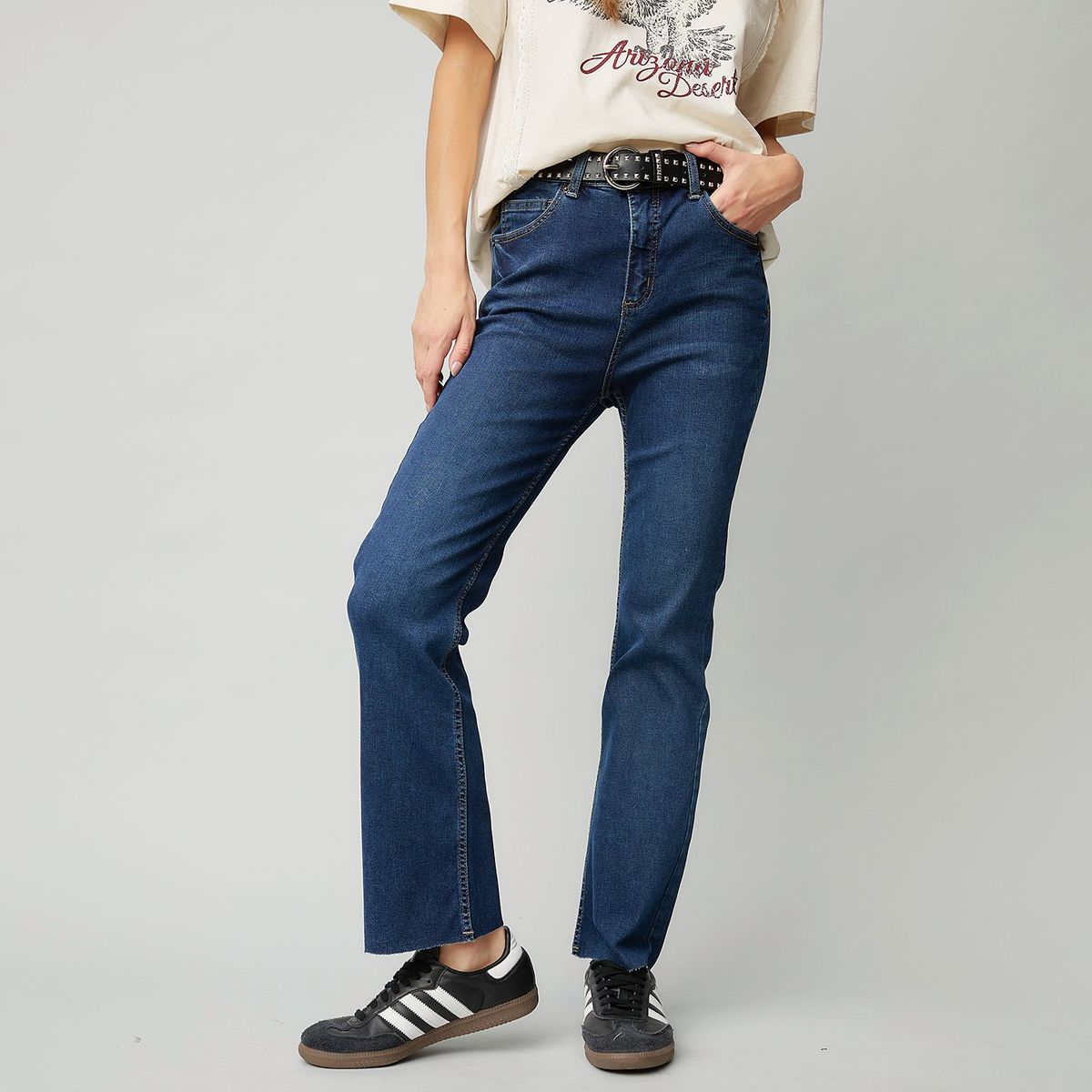 AMERICANINO - Jeans Crop Flare Tiro Alto Mujer Americanino