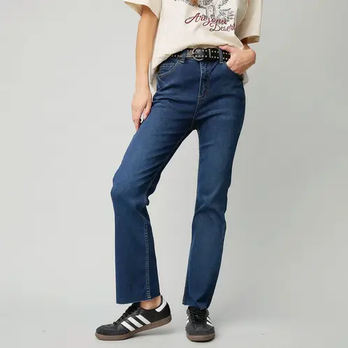 AMERICANINO - Jeans Crop Flare Tiro Alto Mujer