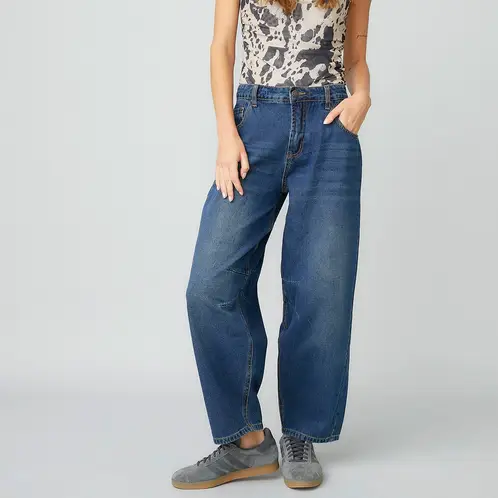 AMERICANINO - Jeans Baggy Tiro Alto Mujer Algodón