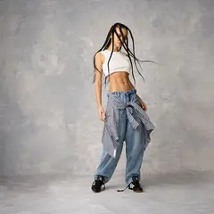 AMERICANINO - Jeans Baggy Tiro Alto Mujer Algodón