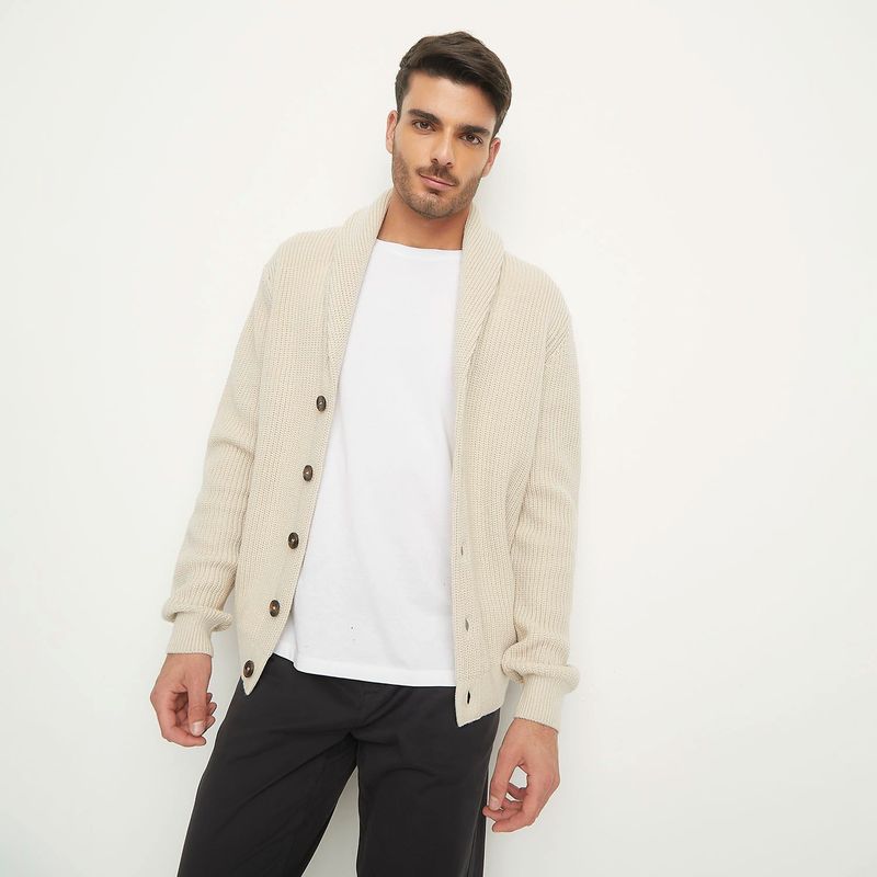 BASEMENT - Cardigan Basement Manga Larga Hombre Casual Acrílico