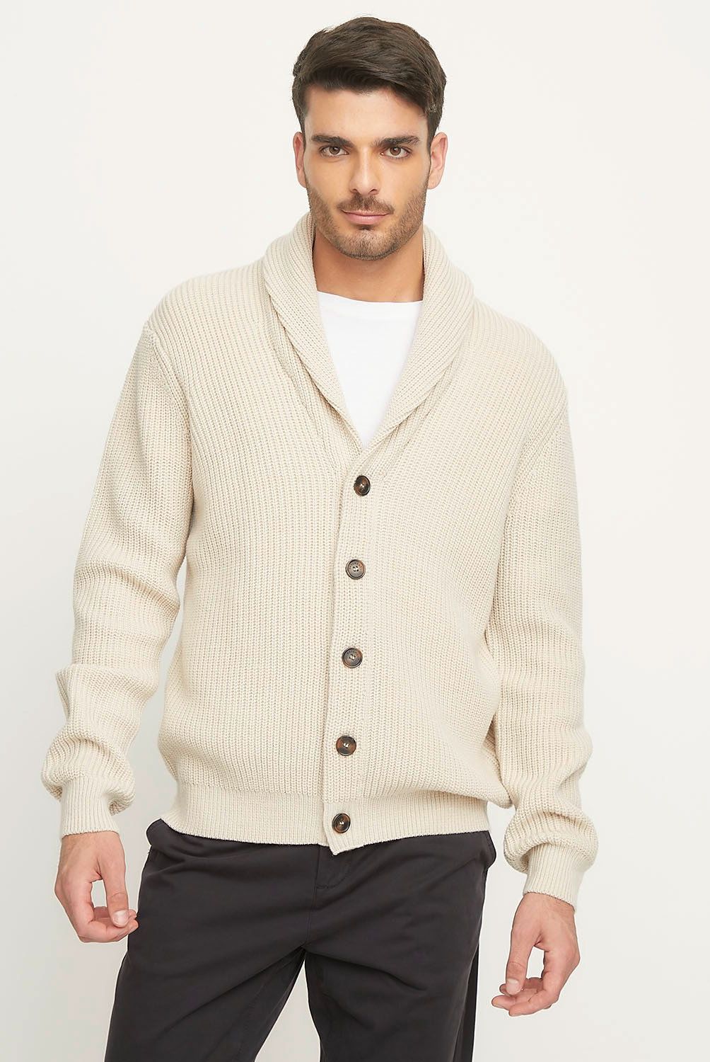 BASEMENT - Cardigan Basement Manga Larga Hombre Casual Acrílico