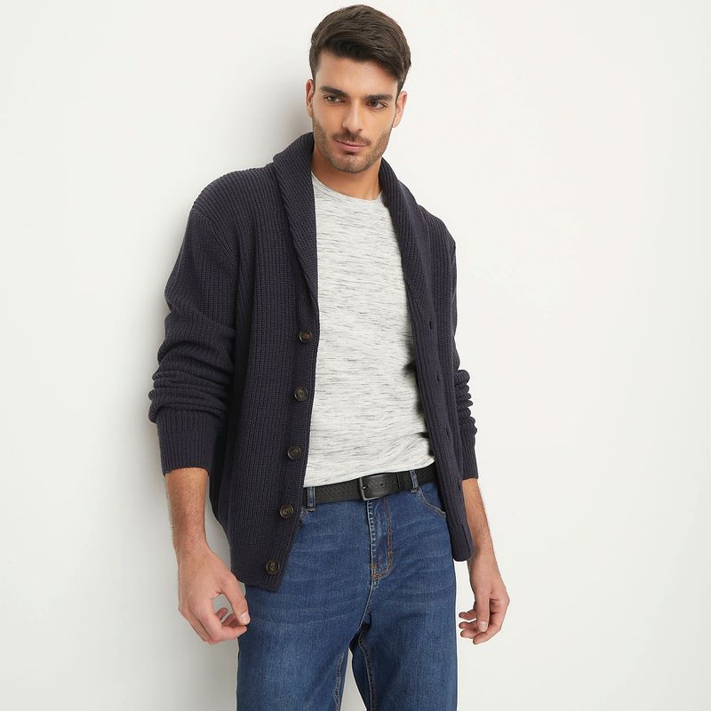 BASEMENT - Cardigan Basement Manga Larga Hombre Casual Acrílico