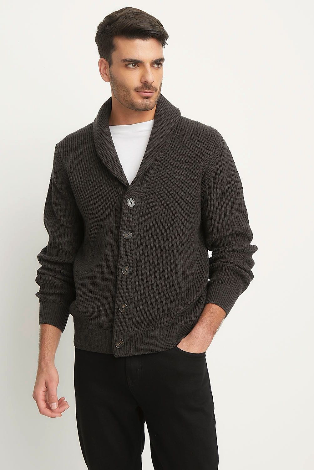 BASEMENT - Cardigan Basement Manga Larga Hombre Casual Acrílico