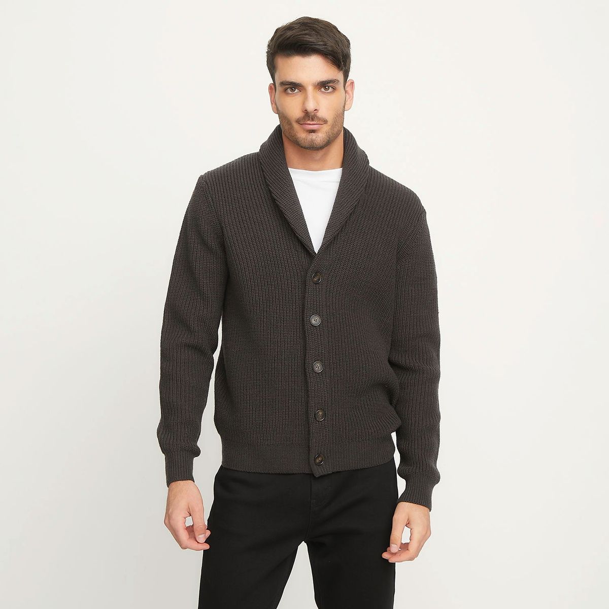 BASEMENT - Cardigan Basement Manga Larga Hombre Casual Acrílico