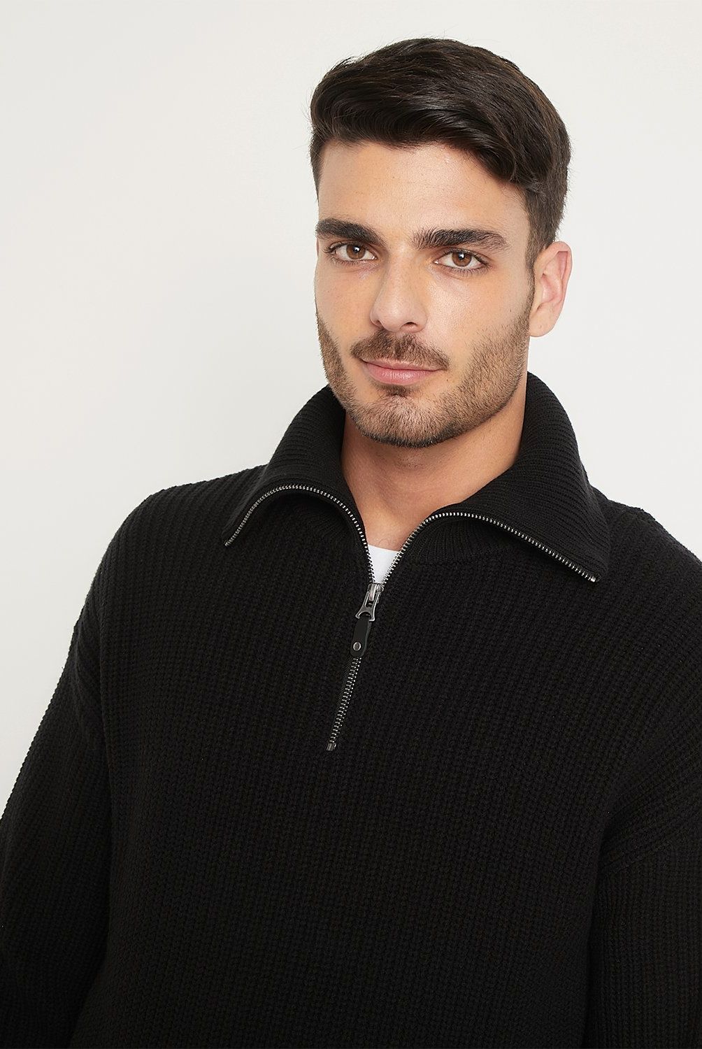 BASEMENT - Sweater Algodón Cuello Alto Medio Cierre Basement Hombre