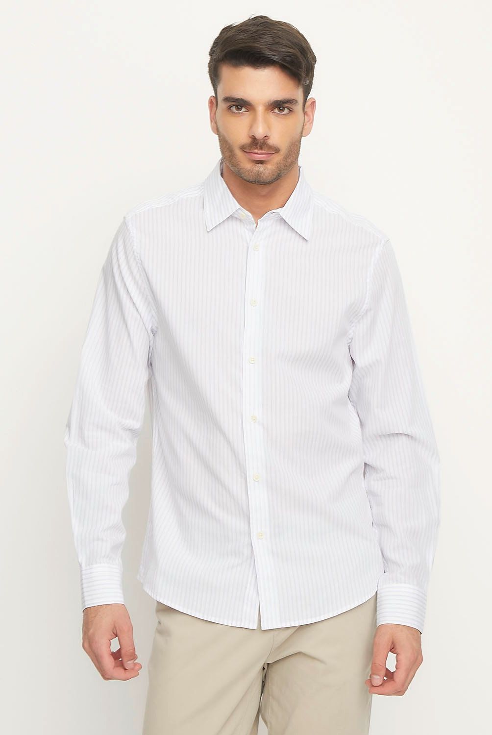 BASEMENT - Camisa Basement Manga Larga Rayas Relaxed Fit Hombre
