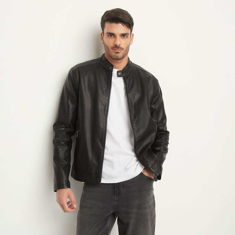 BASEMENT - Chaqueta Basement Pu Hombre Cuello Mao Regular Fit