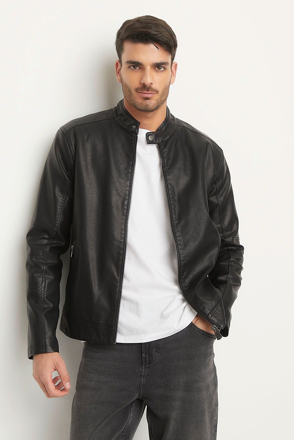BASEMENT - Chaqueta Basement Pu Hombre Cuello Mao Regular Fit