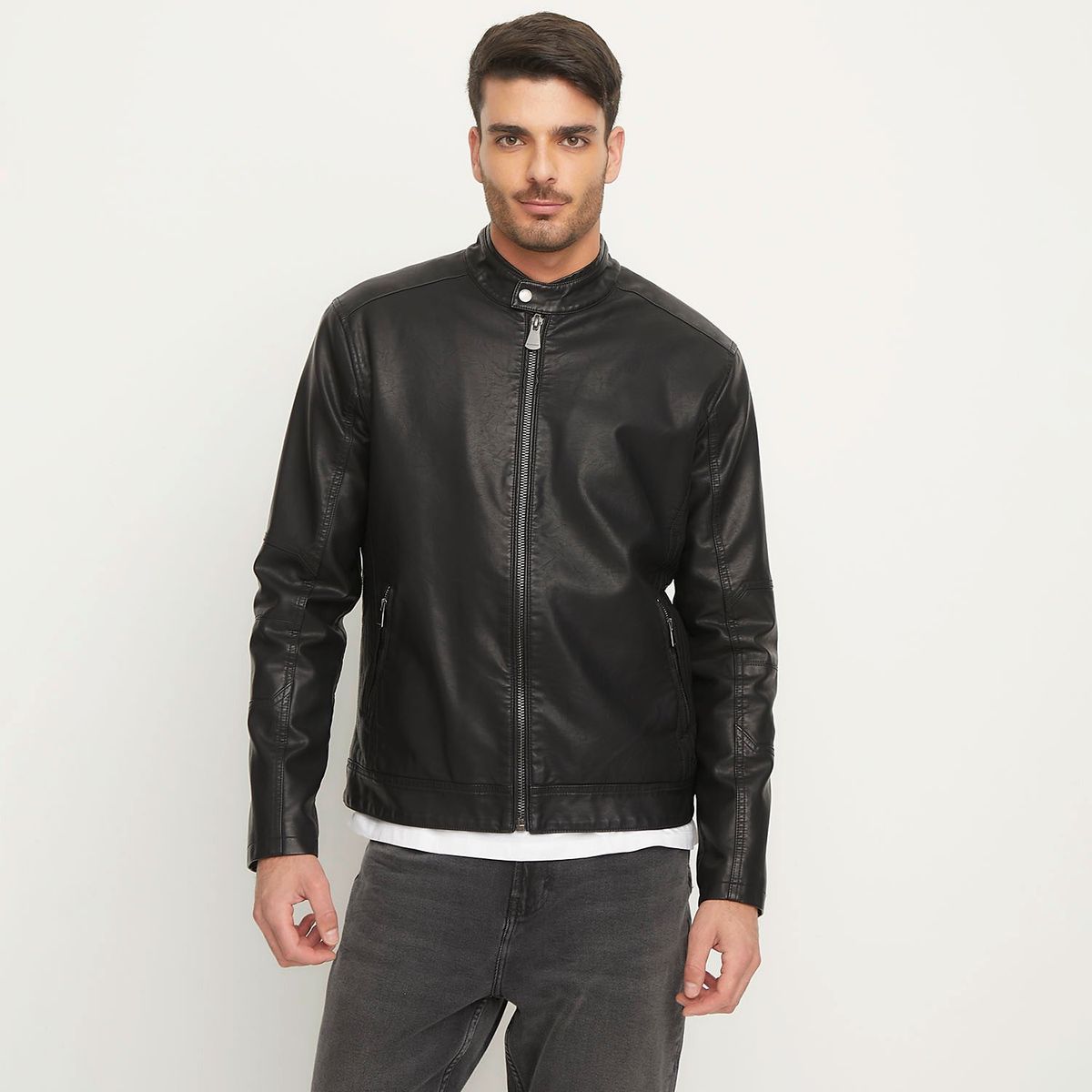 BASEMENT - Chaqueta Basement Pu Hombre Cuello Mao Regular Fit