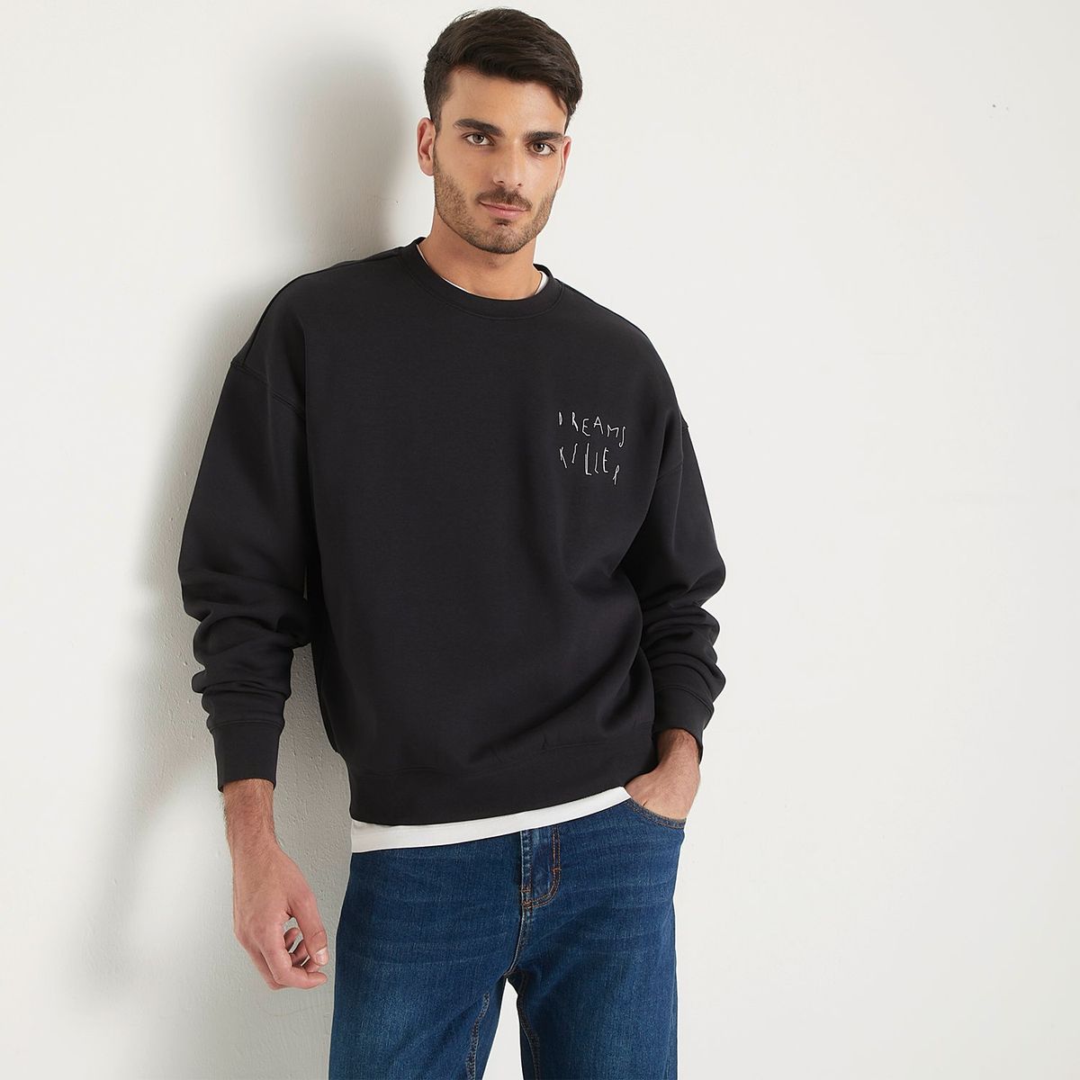 BASEMENT - Polerón Basement Crew Neck Algodón Hombre Diseño Liso