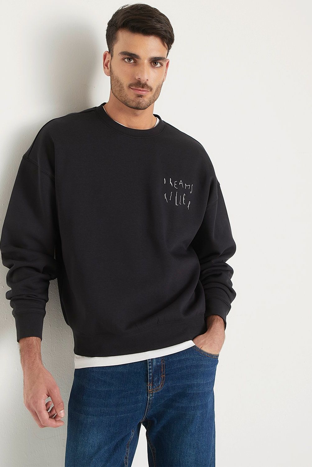 BASEMENT - Polerón Basement Crew Neck Algodón Hombre Diseño Liso