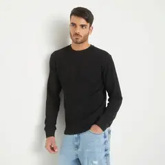 BASEMENT - Polera Manga Larga Waffle Algodón Hombre