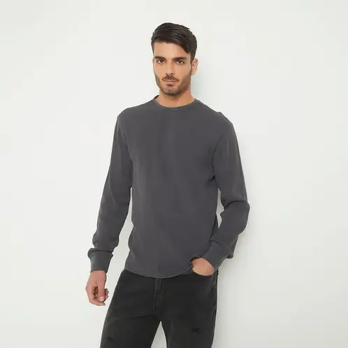 BASEMENT - Polera Manga Larga Waffle Algodón Hombre
