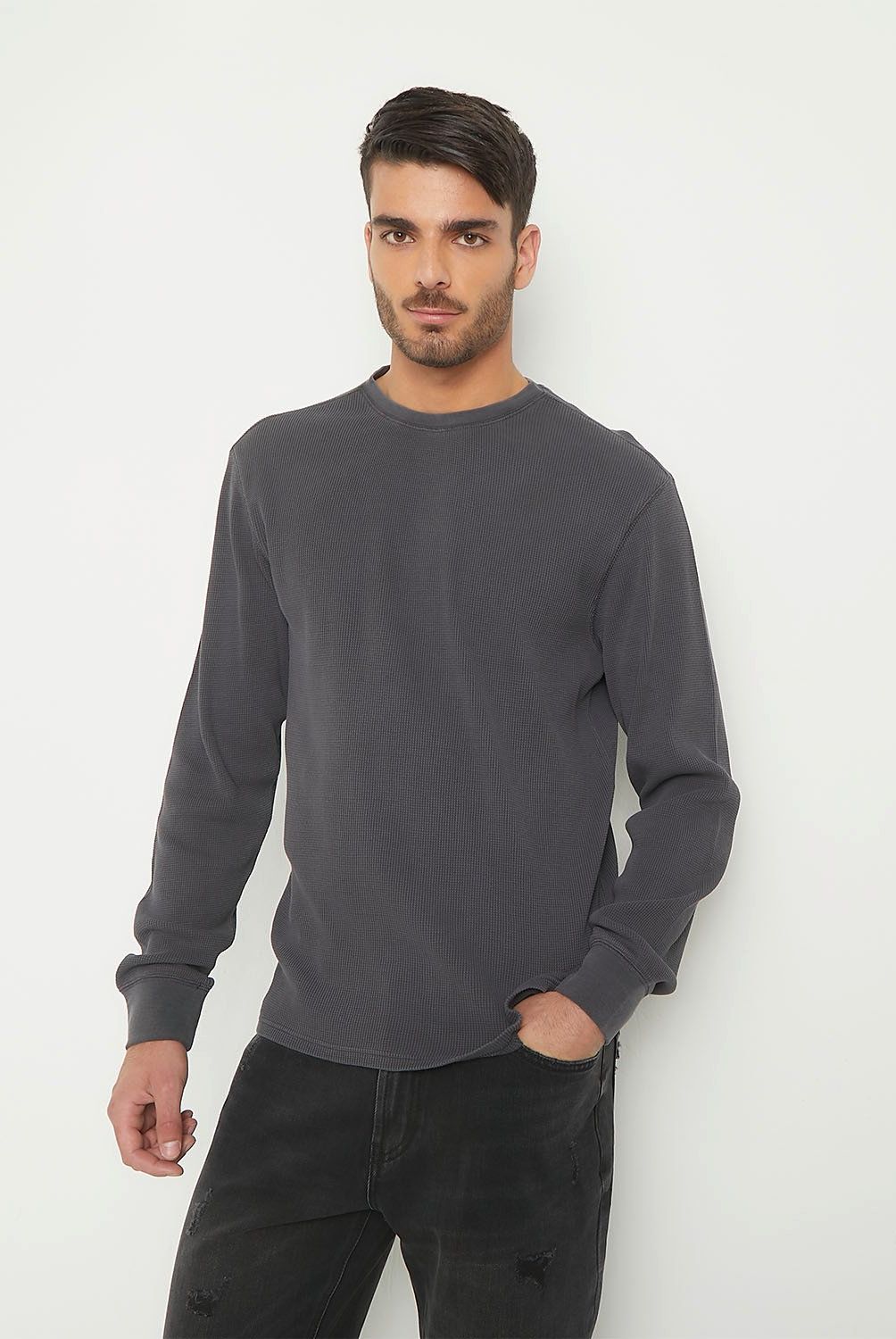 BASEMENT - Polera Manga Larga Waffle Algodón Hombre Basement
