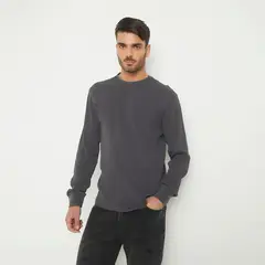 BASEMENT - Polera Manga Larga Waffle Algodón Hombre
