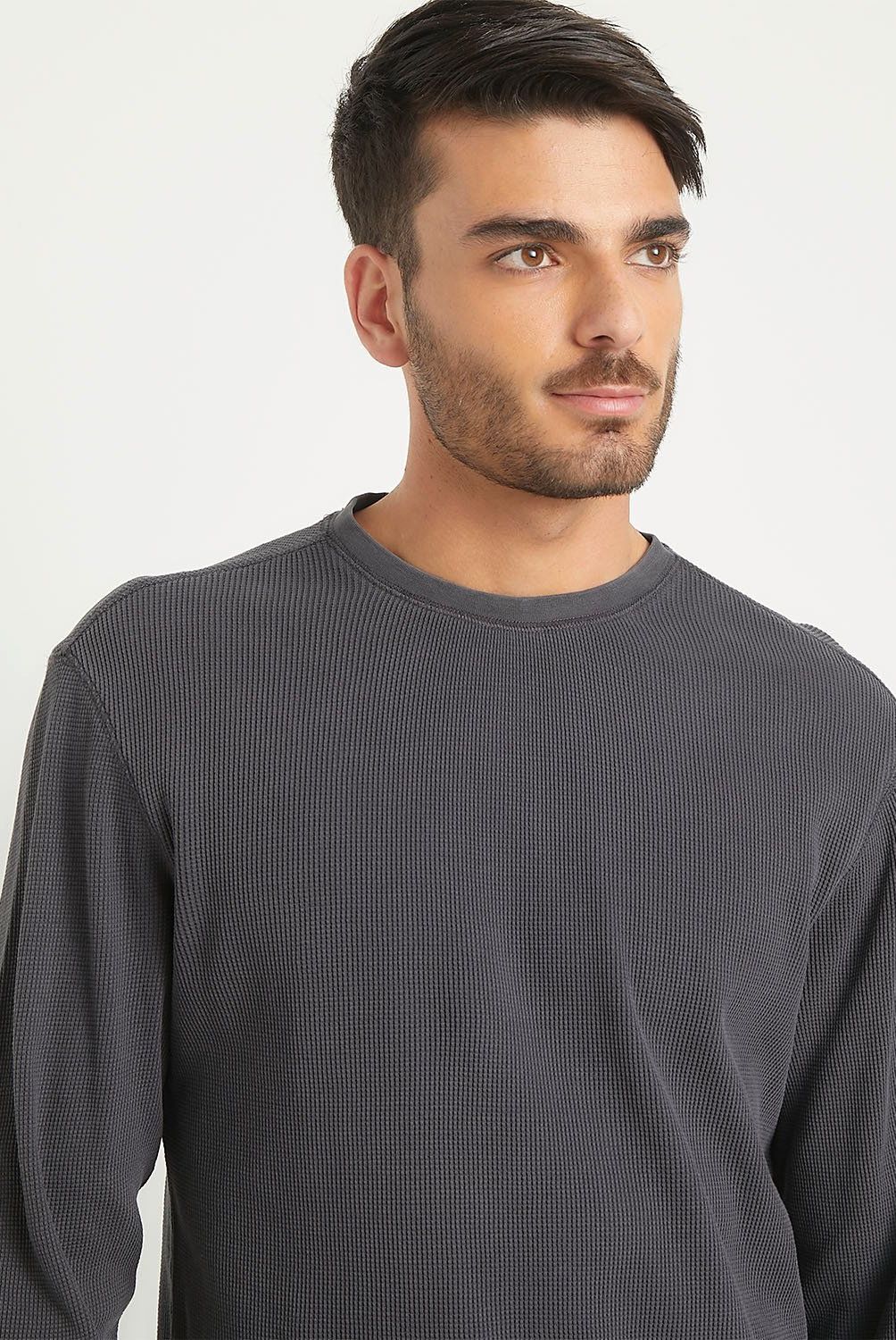 BASEMENT - Polera Manga Larga Waffle Algodón Hombre Basement