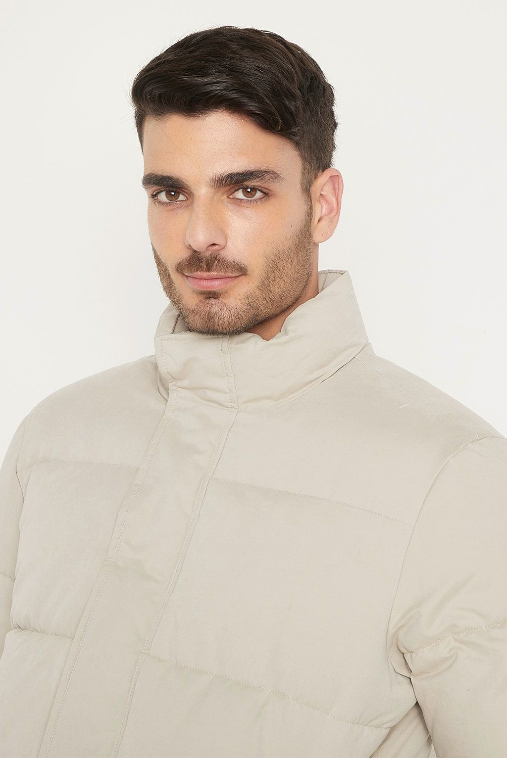 BASEMENT - Parka Puffa Basement Hombre Cuello Alto Diseño Liso