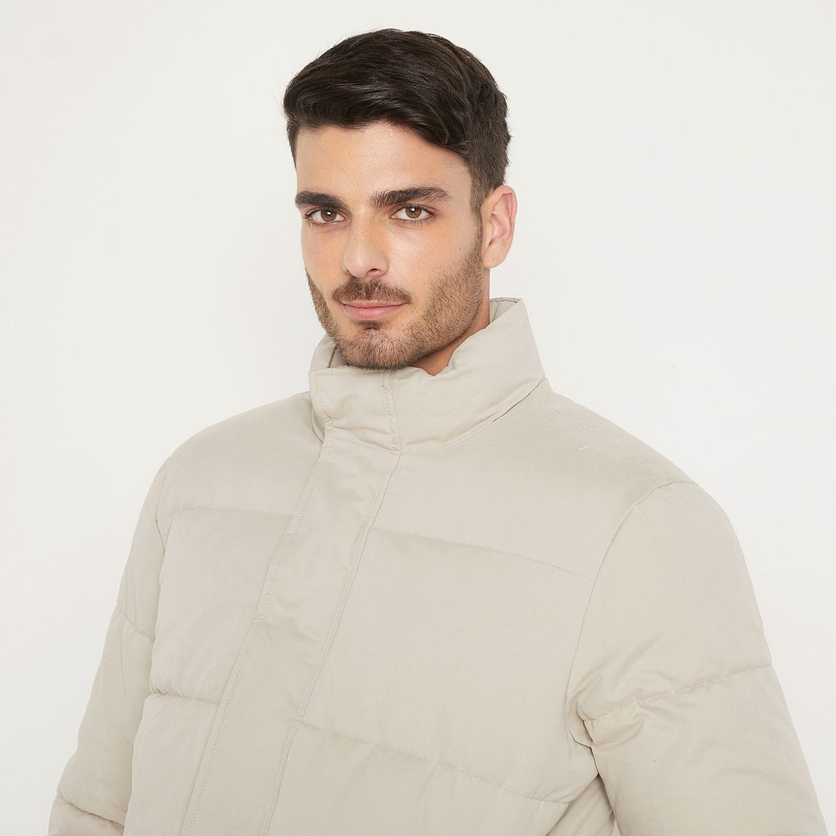 BASEMENT - Parka Puffa Basement Hombre Cuello Alto Diseño Liso