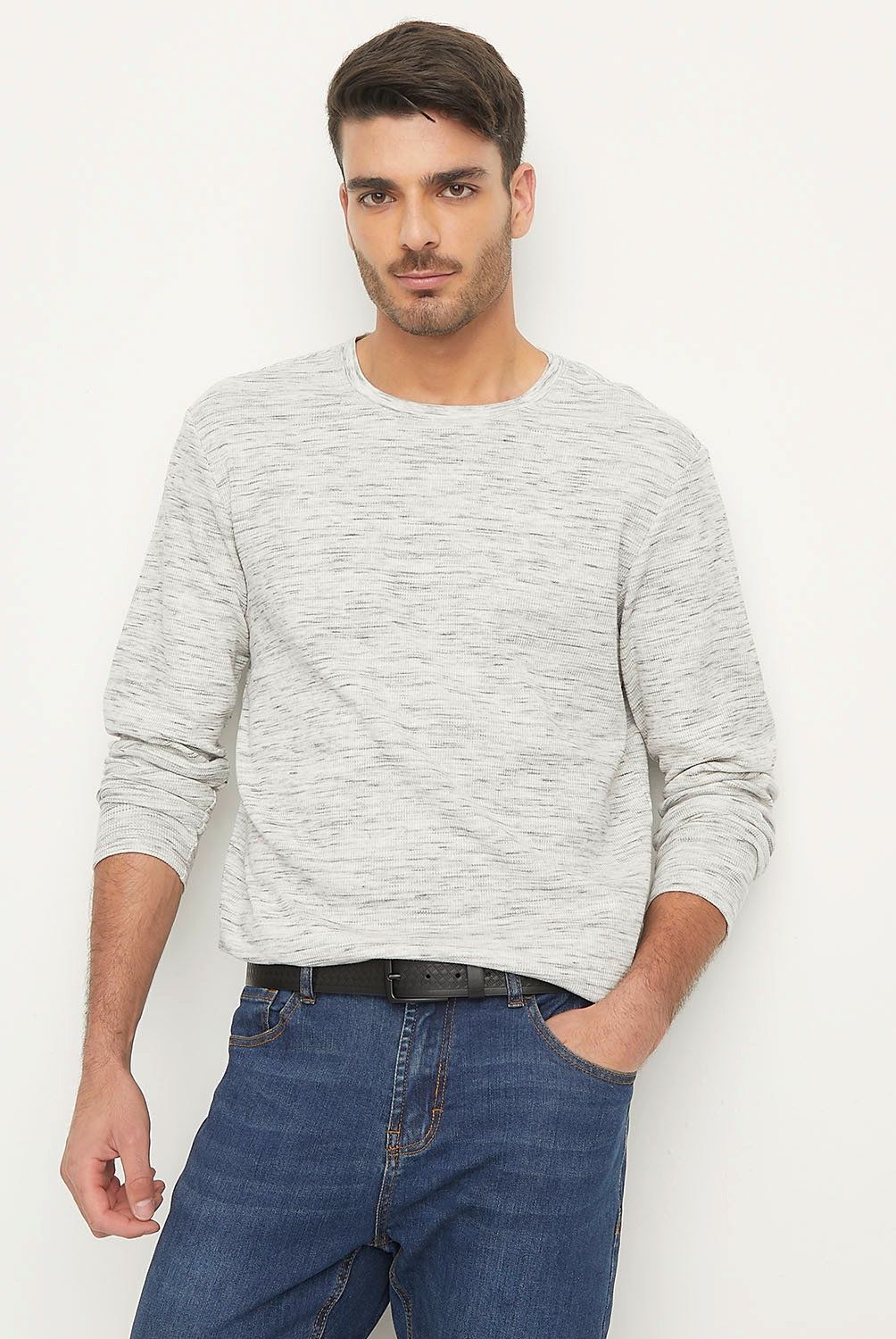 BASEMENT - Polera Manga Larga Casual Algodón Hombre Basement