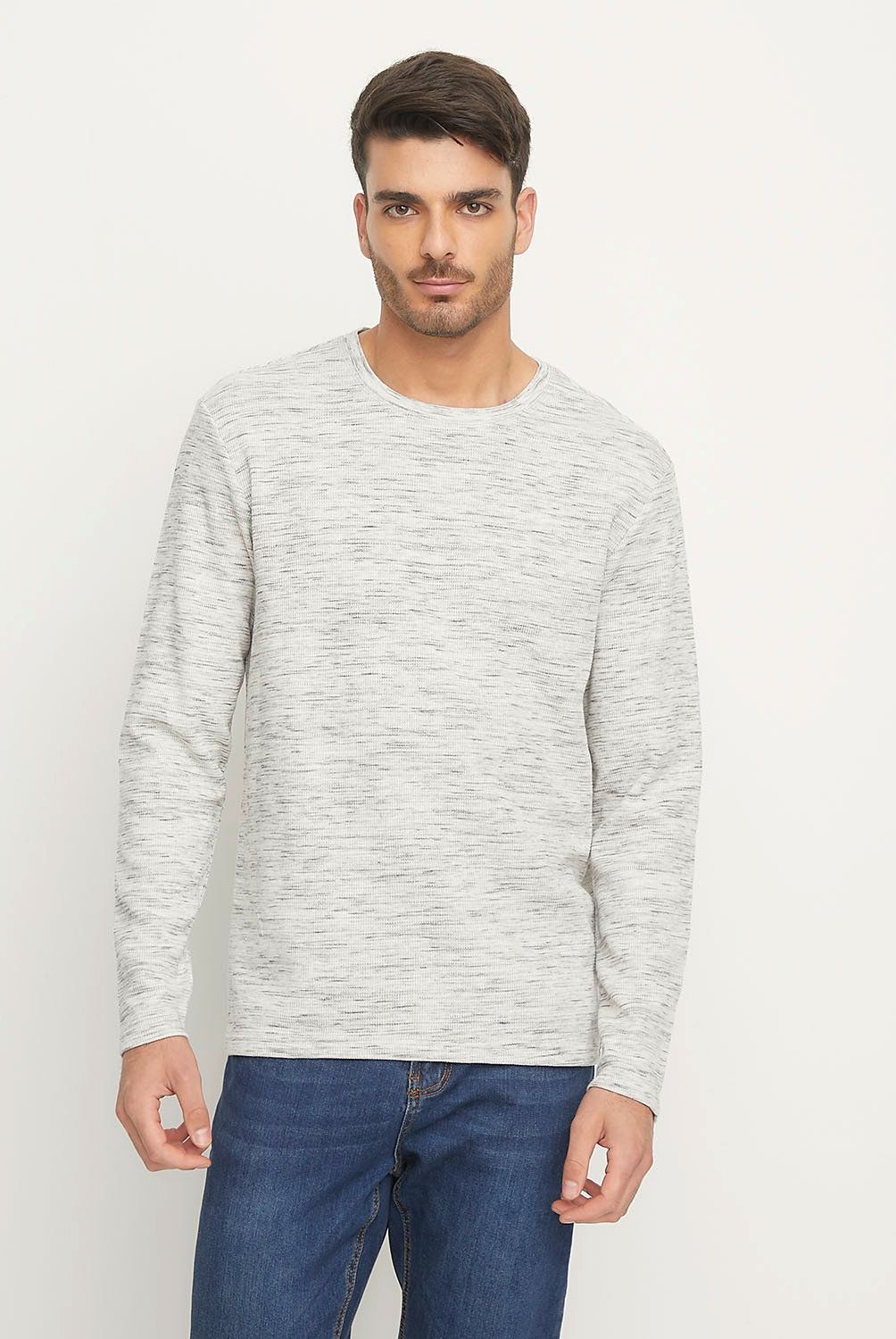 BASEMENT - Polera Manga Larga Casual Algodón Hombre Basement