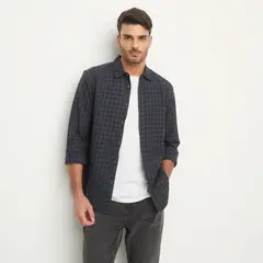 BASEMENT - Camisa Casual Hombre Slim Fit Algodón Cuadros