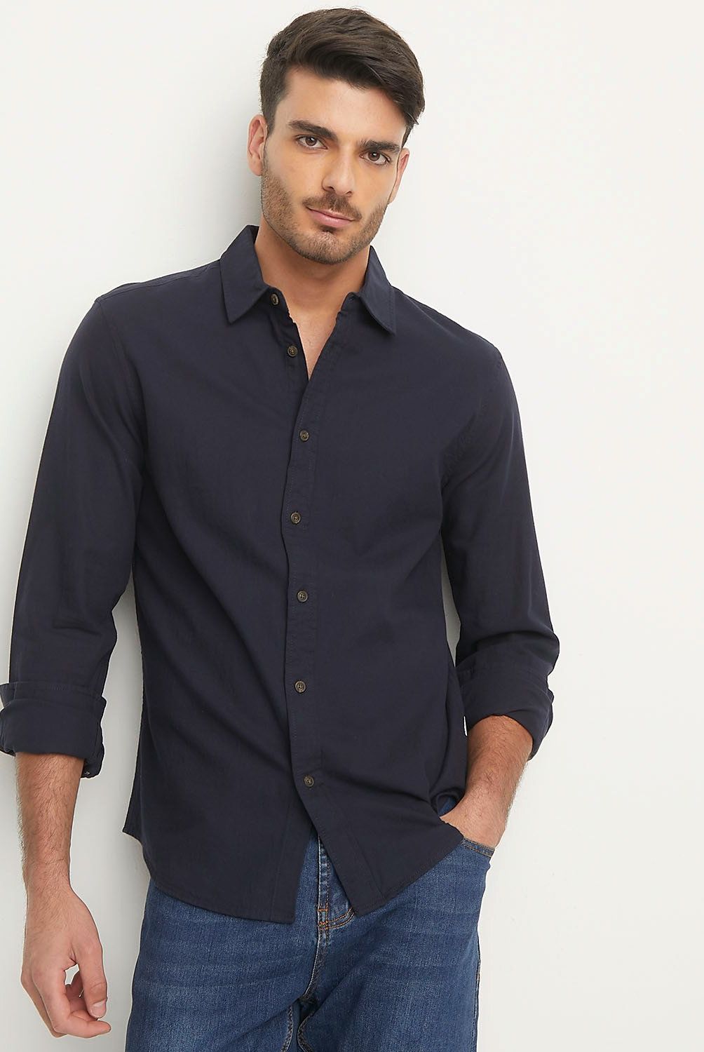 BASEMENT - Camisa Casual Hombre Basement Slim Fit Algodón Cuadros