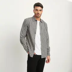 BASEMENT - Camisa Casual Hombre Slim Fit Algodón Cuadros