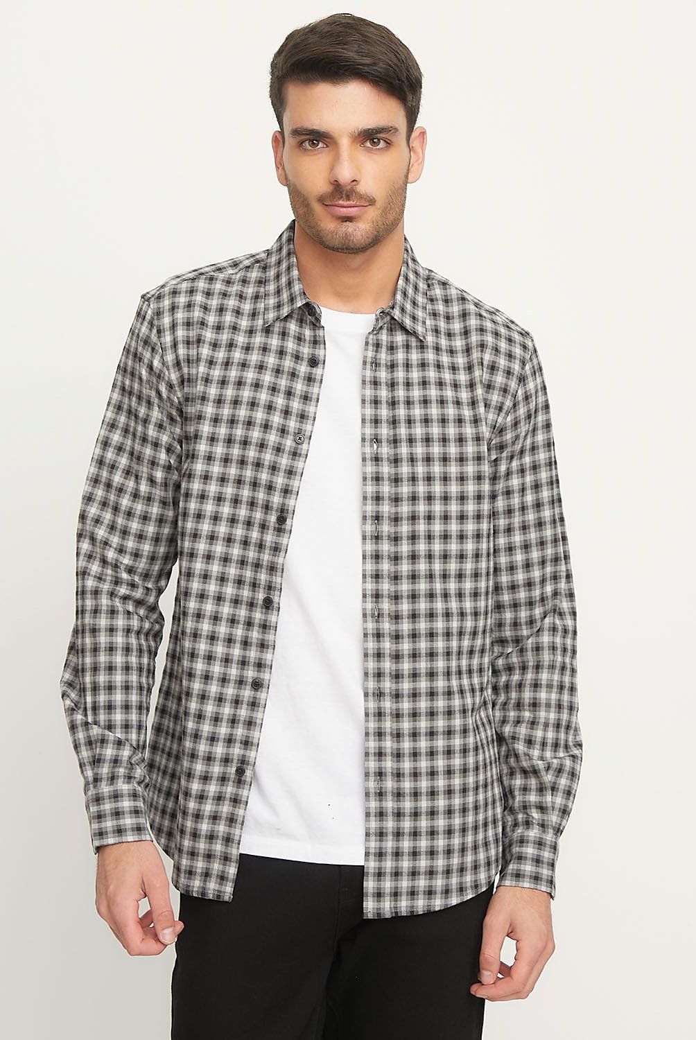 BASEMENT - Camisa Casual Hombre Basement Slim Fit Algodón Cuadros