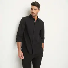 BASEMENT - Camisa Manga Larga Check Slim Fit Hombre