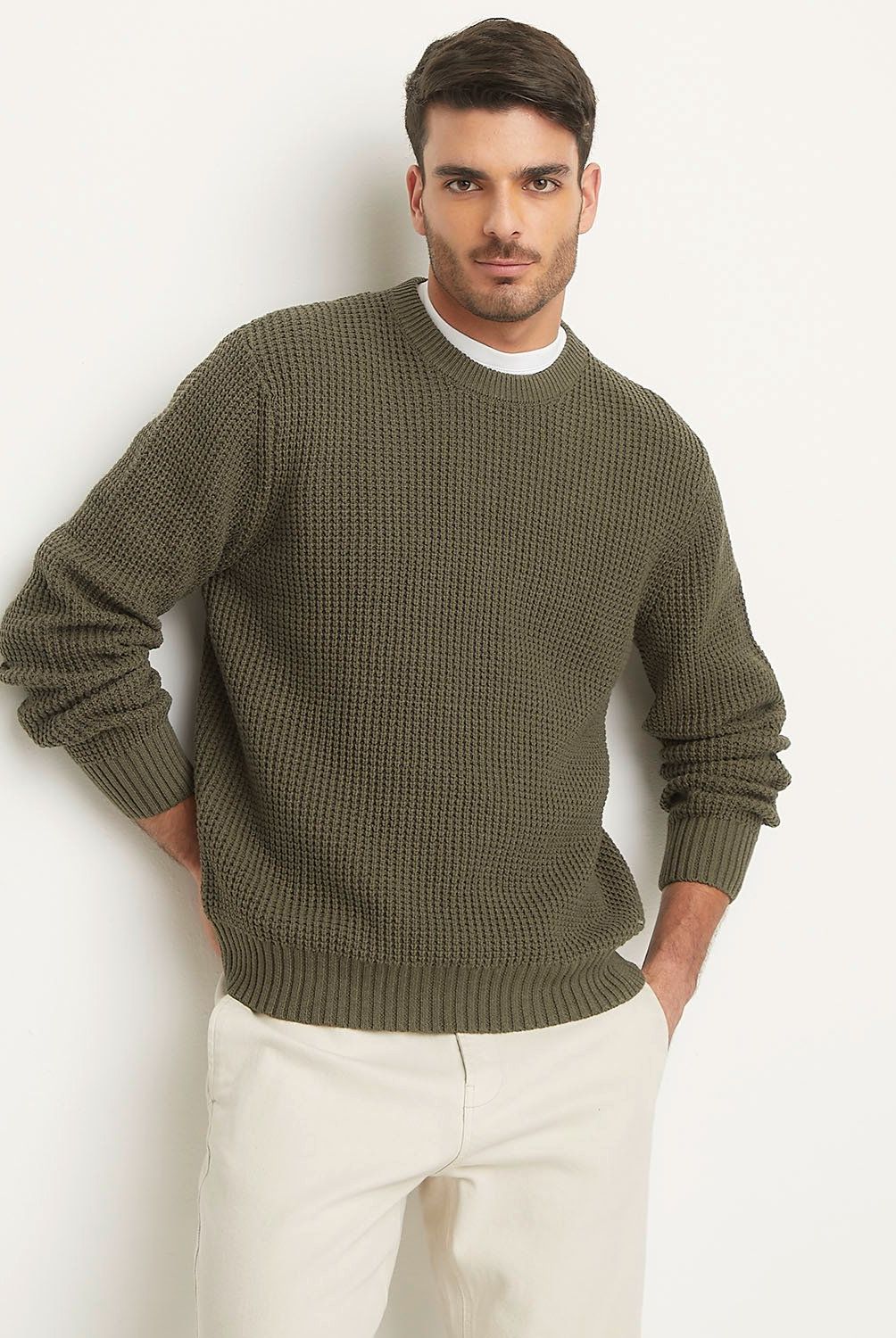 BASEMENT - Sweater Basement Manga Larga Algodón Hombre Cuello Redondo