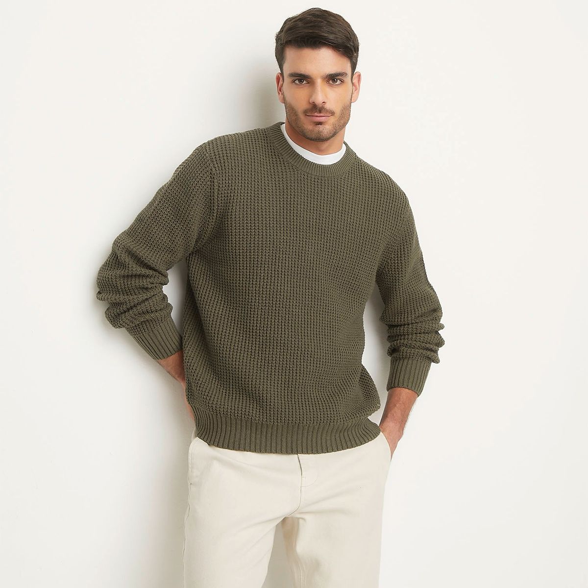 BASEMENT - Sweater Basement Manga Larga Algodón Hombre Cuello Redondo