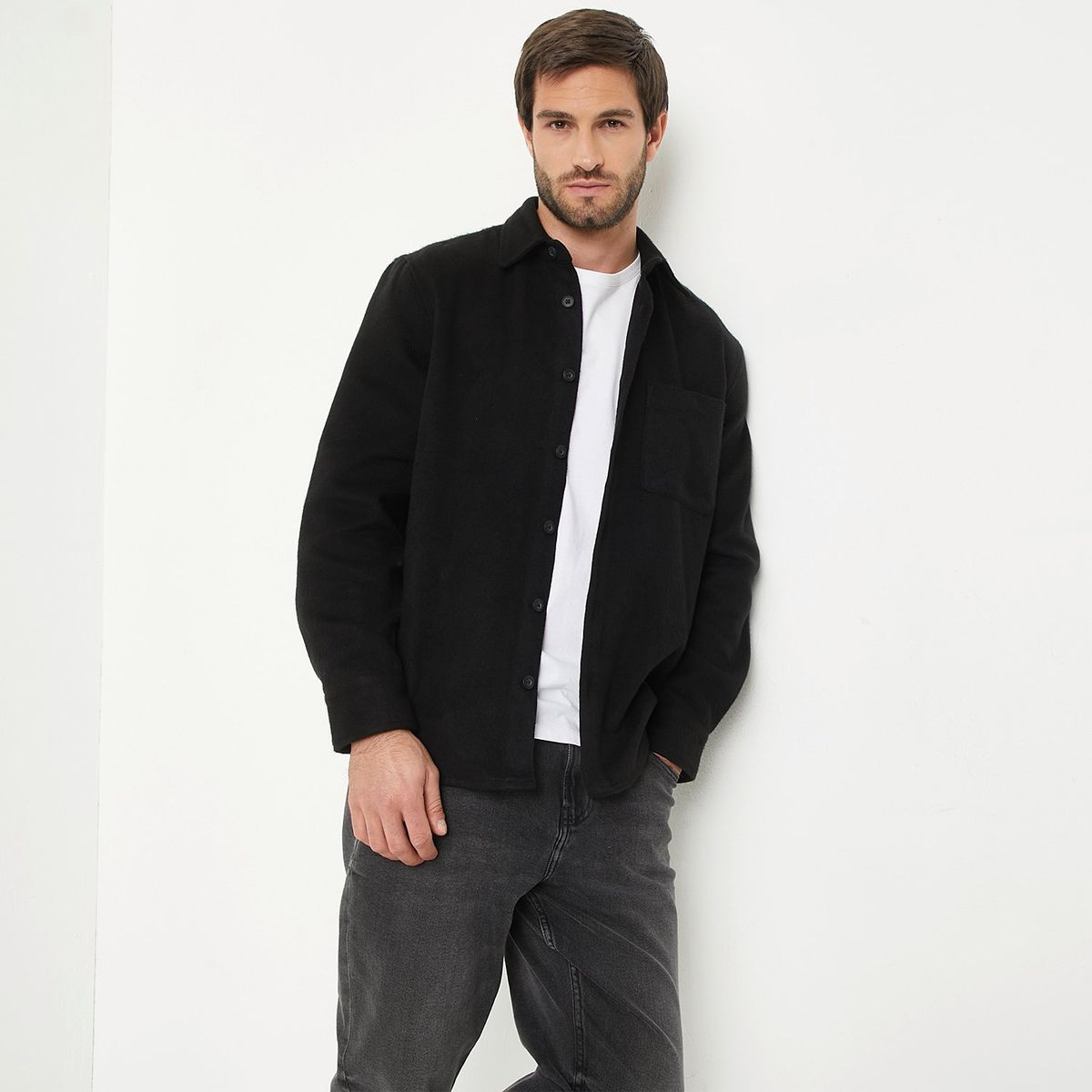 BASEMENT - Camisa Manga Larga Relaxed Fit Hombre Basement