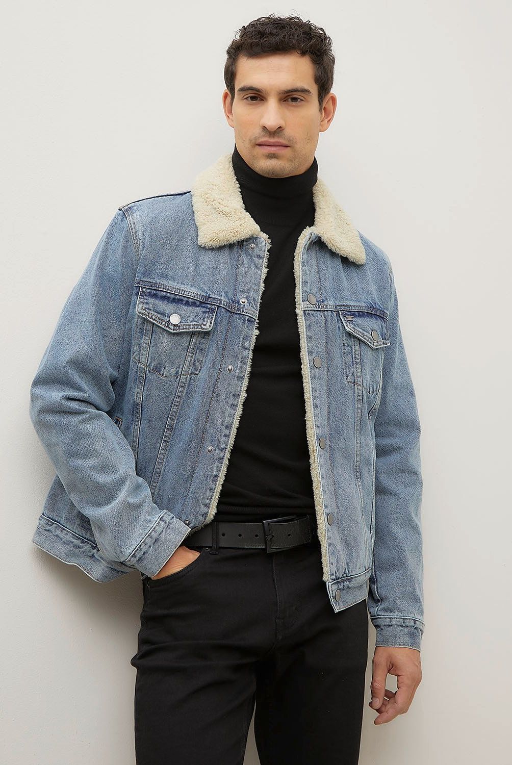 WOLF&HANK - Chaqueta Denim Wolf&Hank Cuello Shearling Hombre Algodón