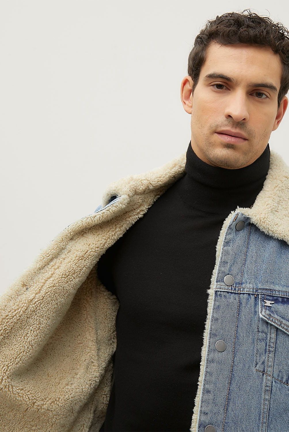 WOLF&HANK - Chaqueta Denim Wolf&Hank Cuello Shearling Hombre Algodón