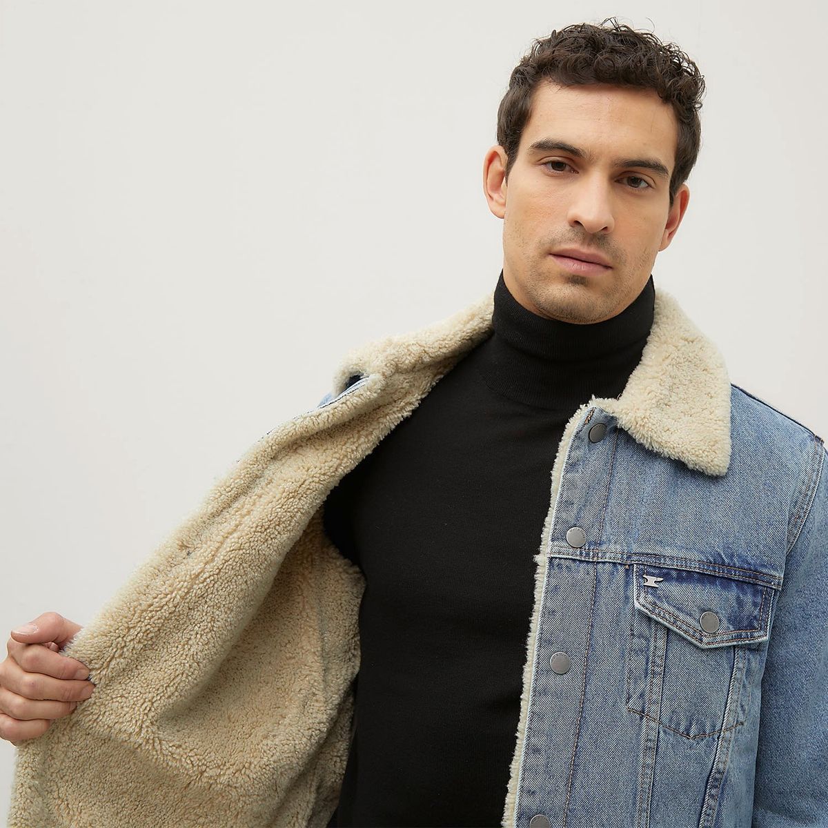 WOLF&HANK - Chaqueta Denim Wolf&Hank Cuello Shearling Hombre Algodón