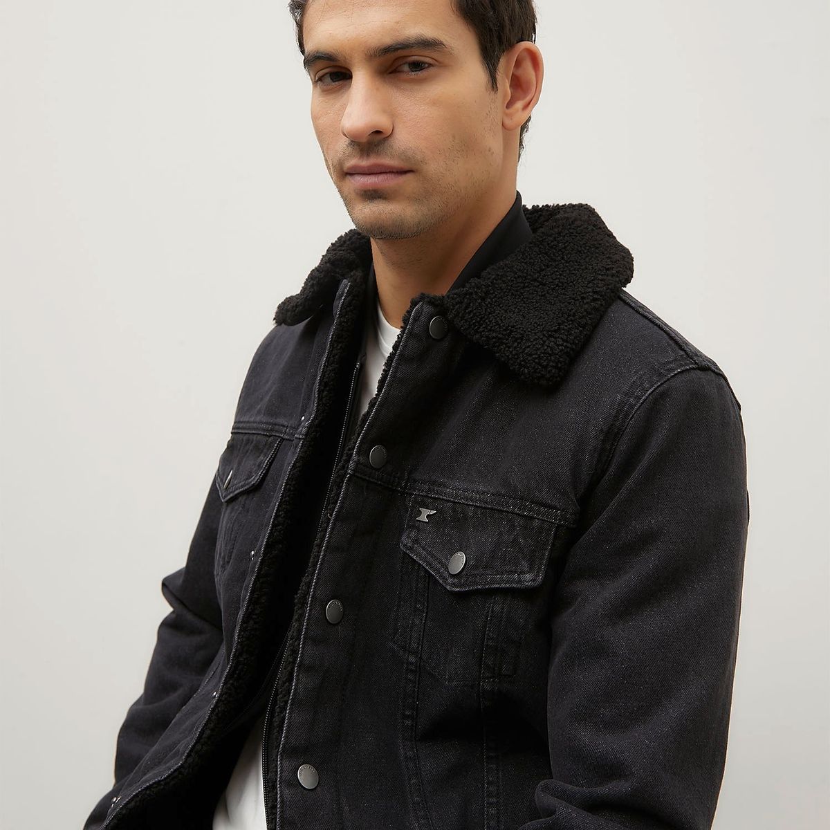 WOLF&HANK - Chaqueta Denim Wolf&Hank Cuello Shearling Hombre Algodón