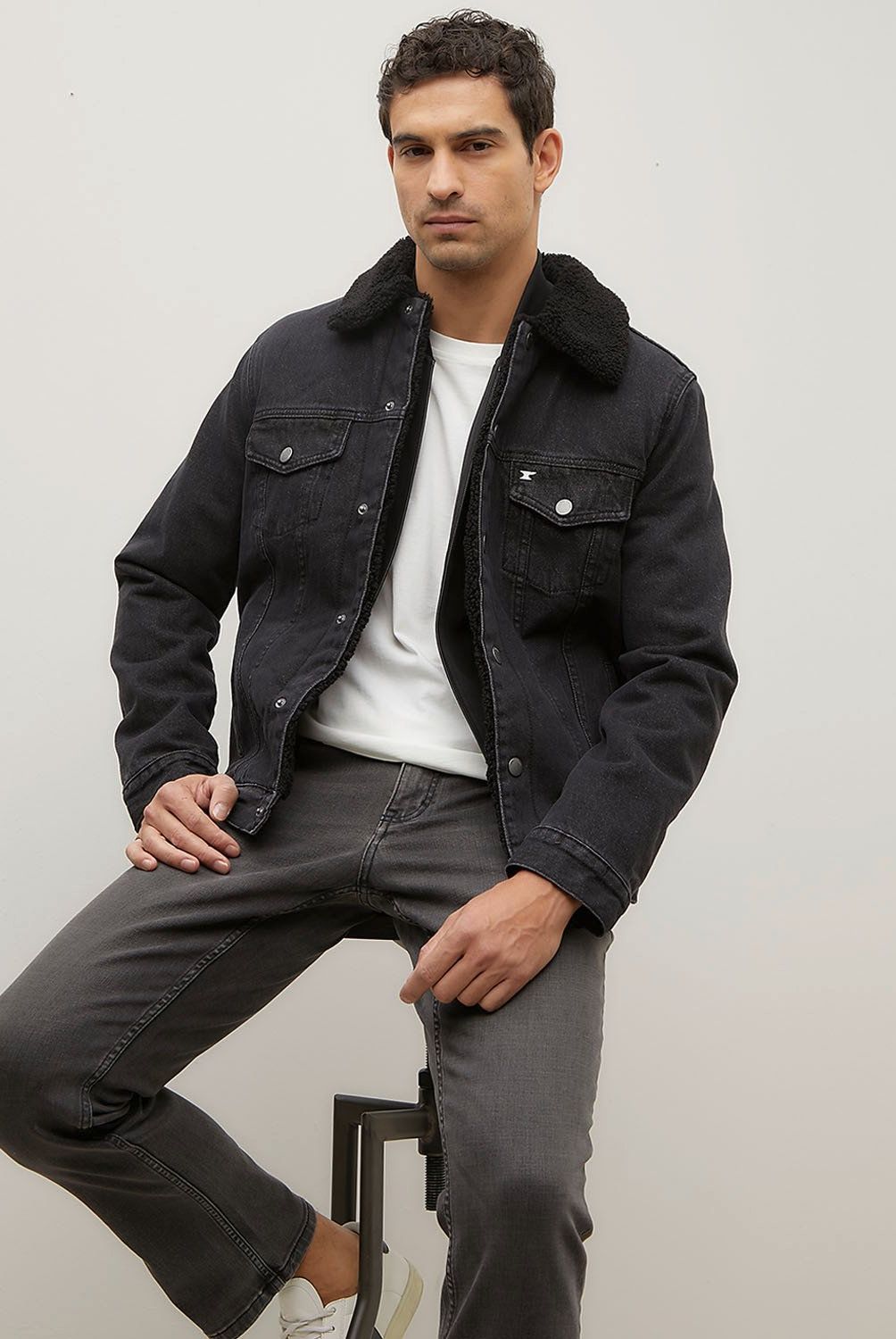 WOLF&HANK - Chaqueta Denim Wolf&Hank Cuello Shearling Hombre Algodón