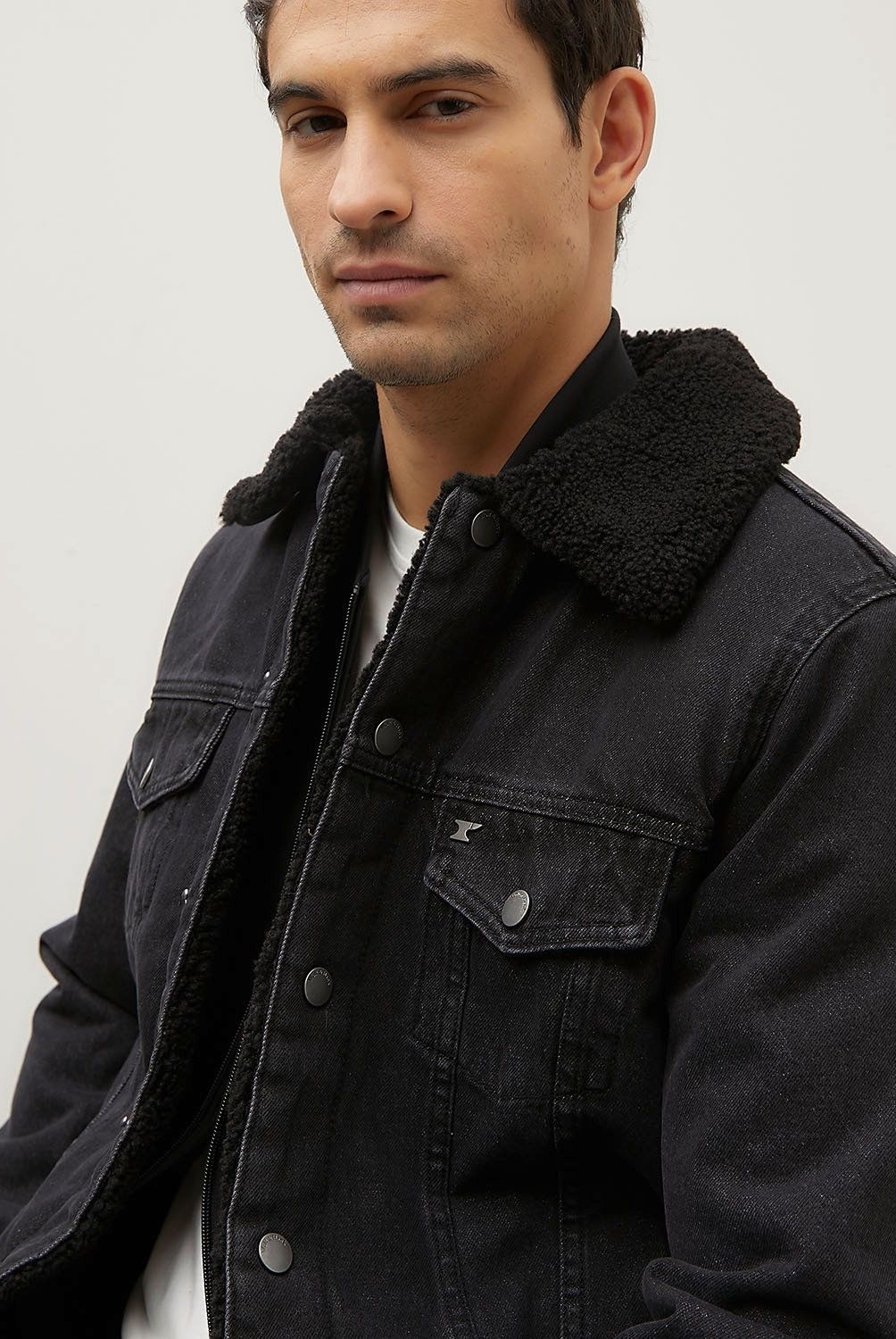 WOLF&HANK - Chaqueta Denim Wolf&Hank Cuello Shearling Hombre Algodón