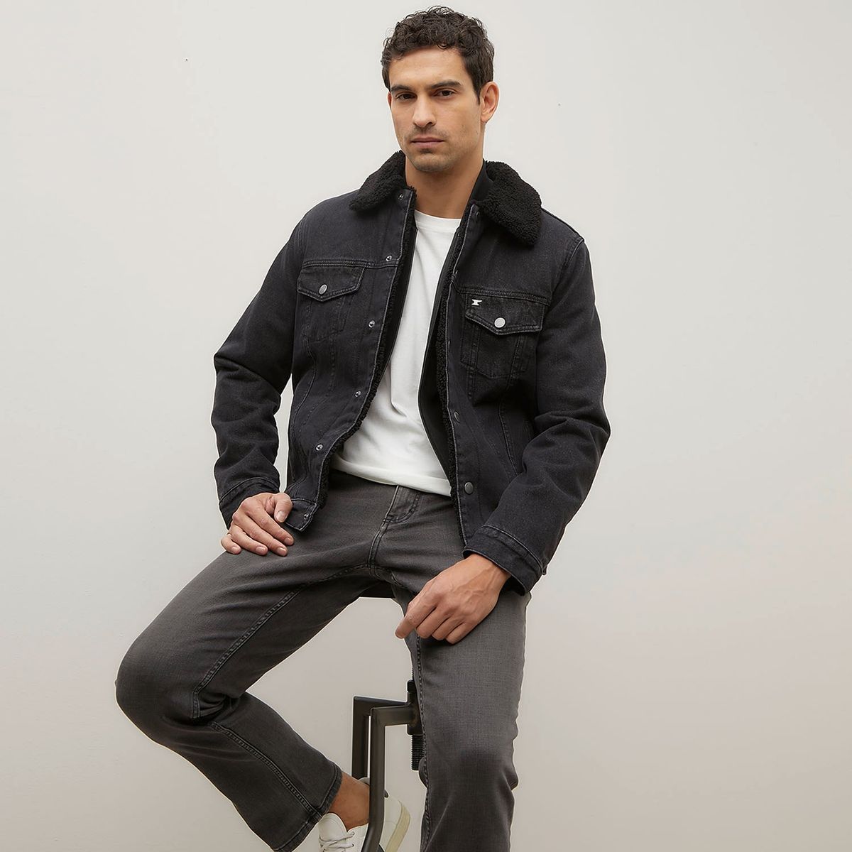 WOLF&HANK - Chaqueta Denim Wolf&Hank Cuello Shearling Hombre Algodón