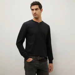 WOLF&HANK - Polera Manga Larga Henley Algodón Hombre