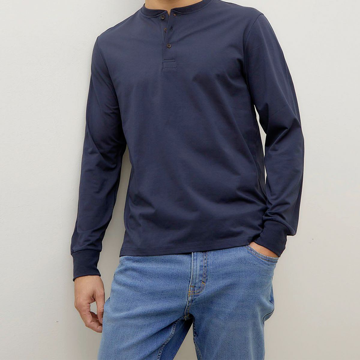 WOLF&HANK - Polera Manga Larga Henley Algodón Wolf&Hank Hombre