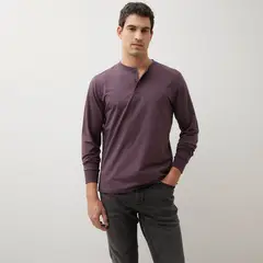 WOLF&HANK - Polera Manga Larga Henley Algodón Hombre