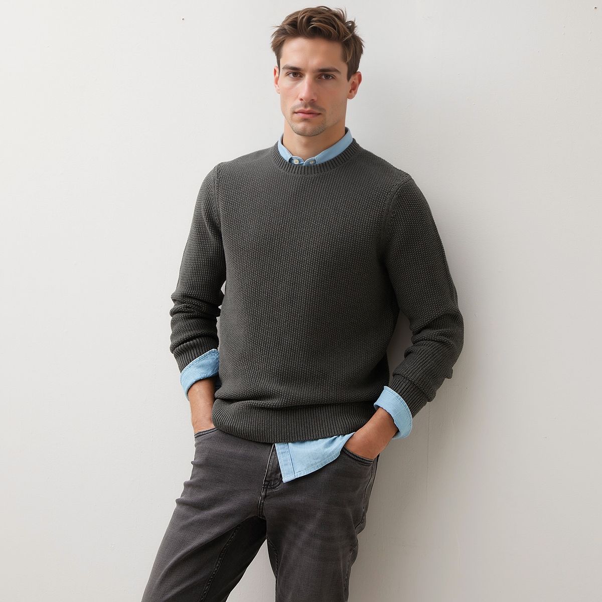 WOLF&HANK - Sweater Casual Algodón Cuello Redondo Wolf&Hank Hombre